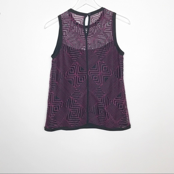 Nanette Lepore Burgundy/Black Top w/Laser Cuts 4 - Picture 2 of 8